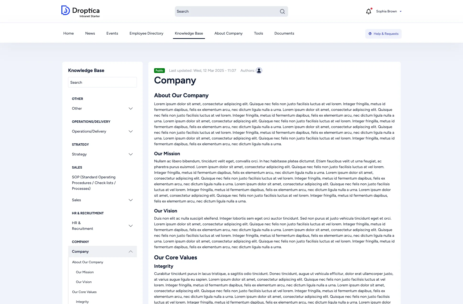 Knowledge Base article with sidebar navigation showing the book outline