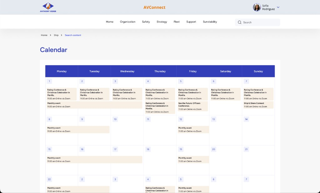 AVConnect events calendar