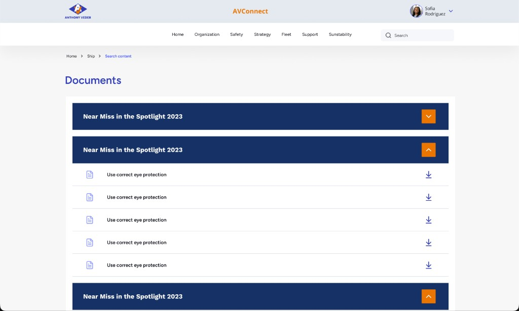 AVConnect document library with downloadable files